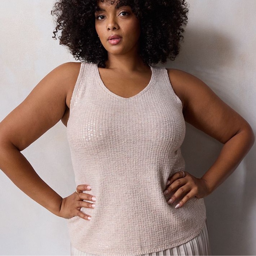 NWT LC Lauren Conrad sequin embroidery knitted tank top size 3X